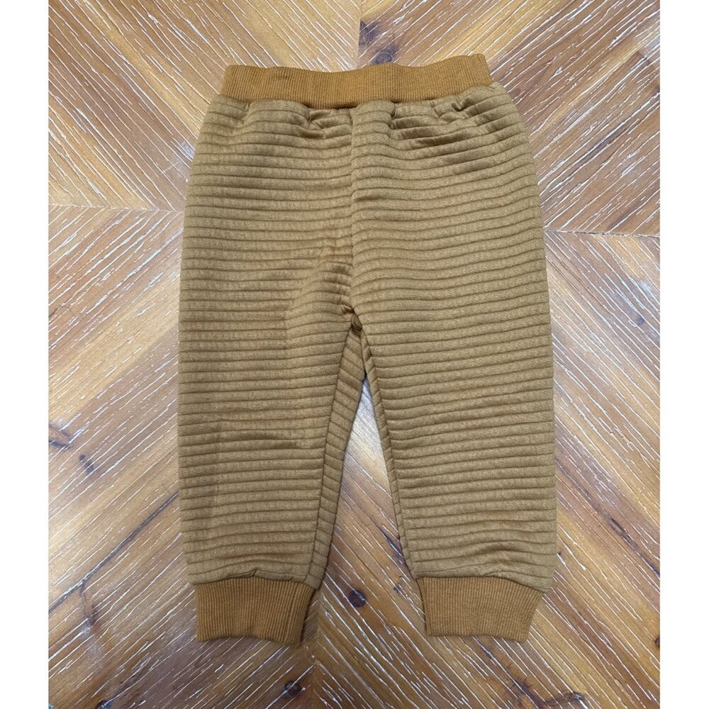 Baby Ribbed Hoodie & Jogger Set Size 9-12M Brown Polyester & Spandex Blend Soft - Picture 2 of 8